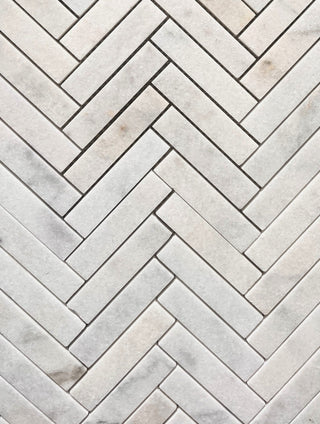 Carrara Honed Marble Herringbone Mosaic image 2