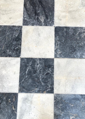 Casella and Carrara Tumbled Marble Chequer (Sample x 2 pieces) image 1