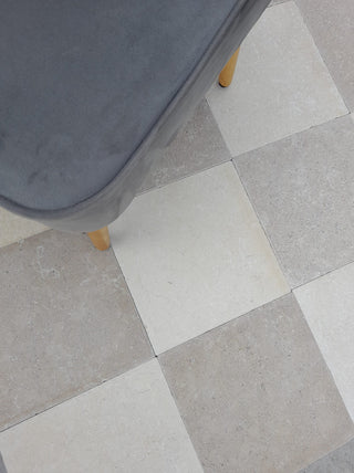 Crema Pearl Tumbled Chequer Limestone (Sample x 2 pieces) image 1