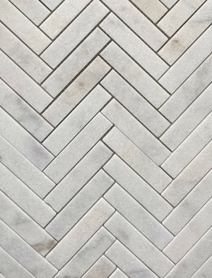 Carrara Honed Marble Herringbone Mosaic (Sample) image 1