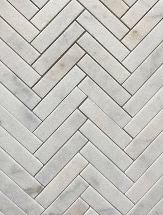 Carrara Honed Marble Herringbone Mosaic (Sample) image 1