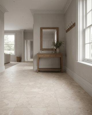 Ceppo bianco matt porcelain floor tiles in a hallway