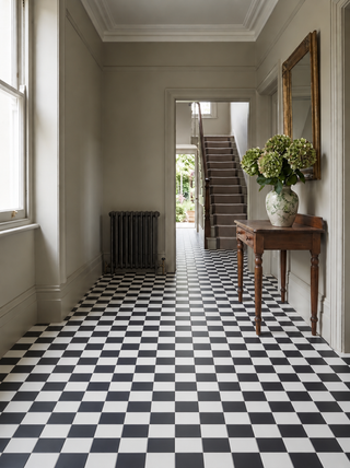 Victoriana Nero and Blanc Square Chequer Matt Porcelain Tiles