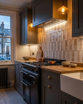 Chiltern Mink and Milk Gloss Porcelain Striped Bricks