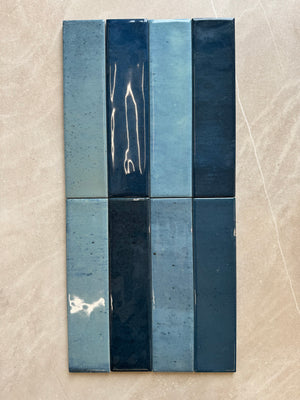 Chiltern Blue Black and Sky Gloss Porcelain Bricks (Sample x 2 Pieces)