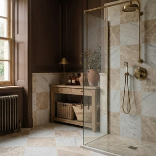 Corinthian and Carrara Honed Marble Chequer