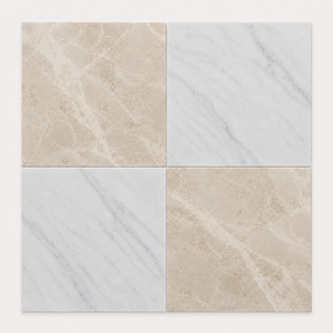 Corinthian and Carrara Honed Marble Chequer (Sample x 2 pieces)