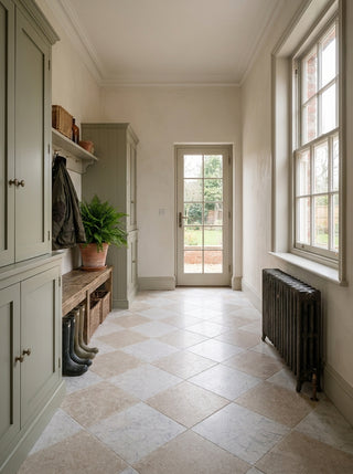 Corinthian and Carrara Tumbled Marble Chequer