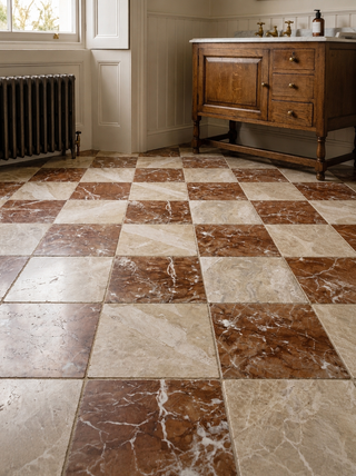 Corinthian and Rosa Tumbled Marble Chequer