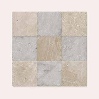 Corinthian and Carrara Tumbled Marble Chequer