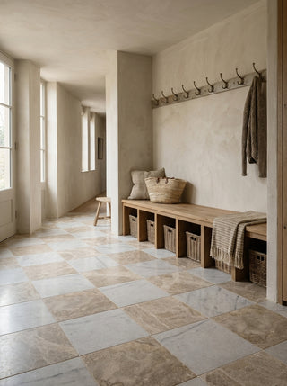 Corinthian and Carrara Honed Marble Chequer