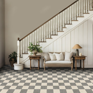 Ground Silver and White Chequer Stone Effect Porcelain image 3