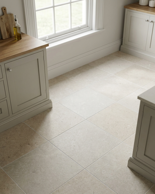 Ground Bone and White Chequer Stone Effect Porcelain