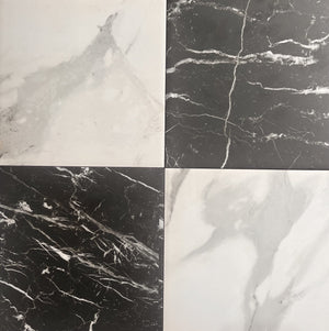 Modellato Chequer White &amp; Nero Porcelain (2 Full Tile Samples) image 1