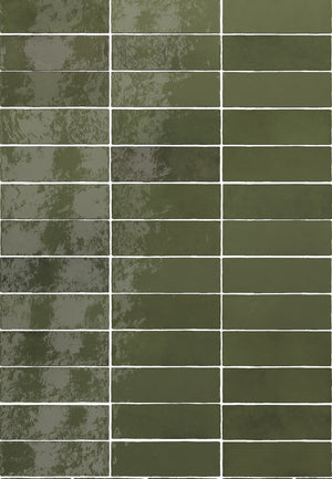 Monaco Glazed Botanical Green Ceramic Bricks (Sample) image 2
