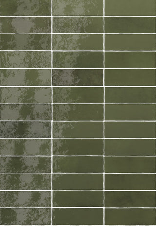 Monaco Glazed Botanical Green Ceramic Bricks image 2