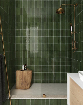 Monaco Glazed Botanical Green Ceramic Bricks (Sample) image 1