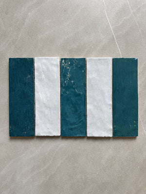 Monaco Glazed Azur Blue and Cloud Grey Square Glazed Ceramic (Sample x2 Pieces)