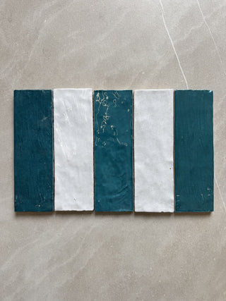 Monaco Glazed Azur Blue and Cloud Grey Square Glazed Ceramic (Sample x2 Pieces)