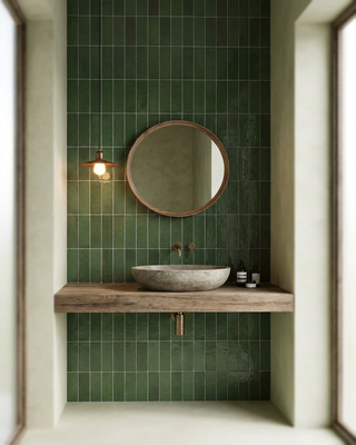 Monaco Glazed Botanical Green Ceramic Bricks