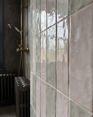 Monaco Glazed Rose Pink and Flint Ceramic Striped Bricks