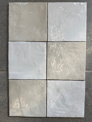 Monaco Zellige Milky White and Blanc Square Glazed Ceramic (Sample x 2 Pieces)