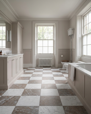 Parisian Rosa and Carrara Chequer Marble Effect Porcelain