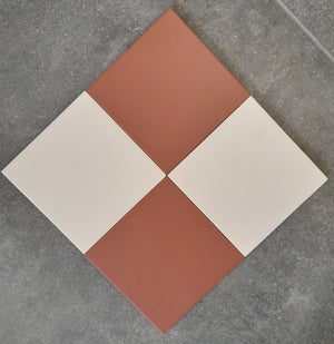 Victorian Pastello Rusty Red &amp; Antique Cream Chequer Porcelain (2 Full Tile Samples) image 1