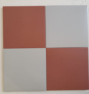 Victorian Pastello Rusty Red &amp; Dutch White Chequer Porcelain (2 Full Tile Samples) image 1