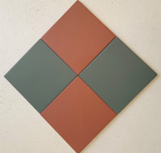 Victorian Pastello Rusty Red &amp; Green Echo Chequer Porcelain image 3