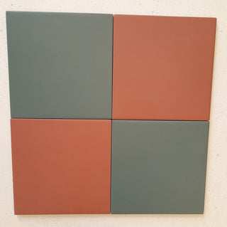 Victorian Pastello Rusty Red &amp; Green Echo Chequer Porcelain image 2