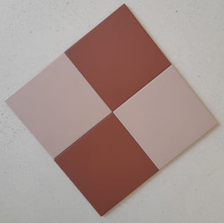 Victorian Pastello Rusty Red &amp; Rosy Blush Chequer Porcelain (2 Full Tile Samples) image 1