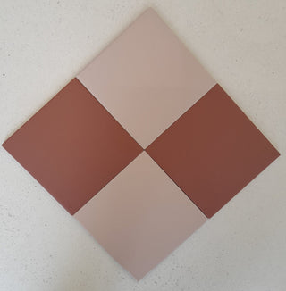 Victorian Pastello Rusty Red &amp; Rosy Blush Chequer Porcelain image 1