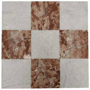 Red and White Marble Tiles in a Chequerboard Pattern