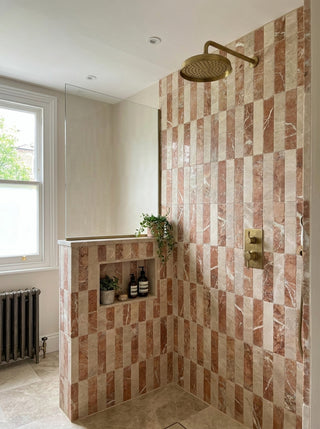Rosa and Corinthian Tumbled Marble Striped Bricks