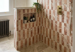 Rosa and Corinthian Tumbled Marble Striped Bricks