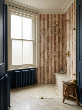 Rosa and Corinthian Tumbled Marble Striped Bricks