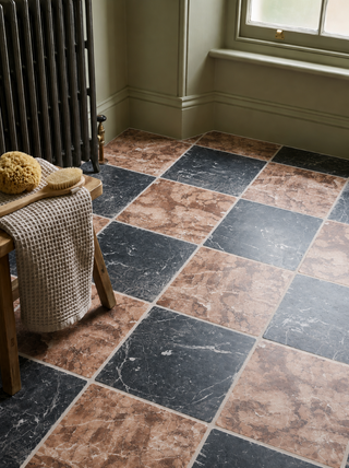 Rosa and Piazzetta Nero Tumbled Marble Chequer