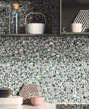Venice Terrazzo Green Matt Porcelain (Sample) image 1