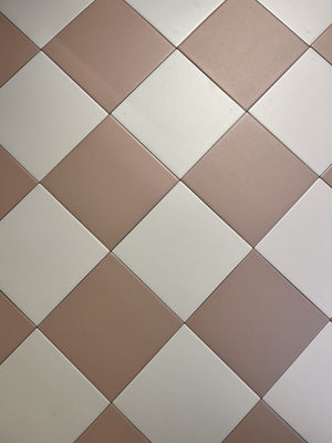 Victorian Pastello Antique Cream and Blush Chequer Porcelain (2 Full Tile Samples) image 1