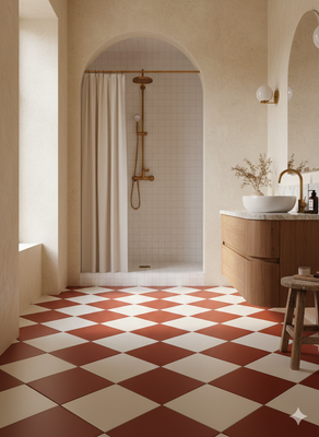 Victorian Pastello Antique Cream and Cherry Chequer Porcelain