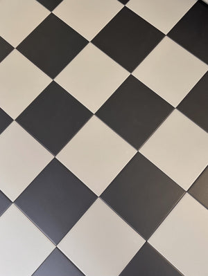 Victorian Pastello Dutch White and Black Chequer Porcelain (2 Full Tile Samples) image 1