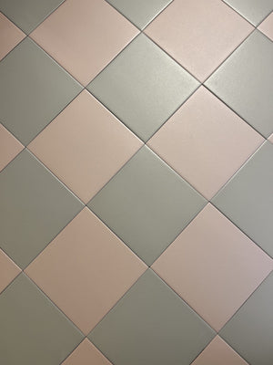 Victorian Pastello Dutch White and Blush Chequer Porcelain (2 Full Tile Samples) image 1