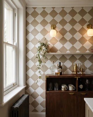 Victorian Patrona Caramel & Old White Chequer Porcelain