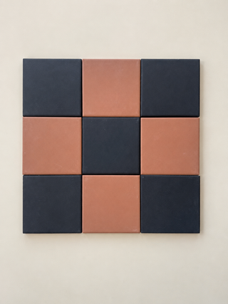 Victoriana Cotto and Nero Square Chequer Matt Porcelain (Full Tile Samples x 2 Pieces)