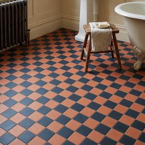 Victoriana Cotto and Nero Square Chequer Matt Porcelain Tiles