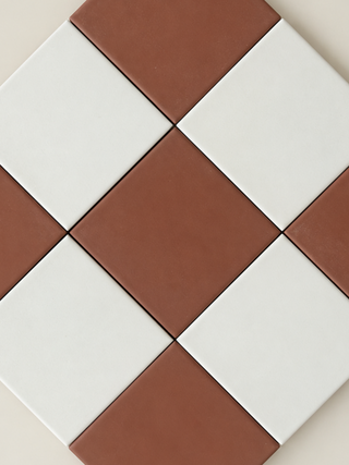 Victoriana Cotto and Blanc Square Chequer Matt Porcelain Tiles