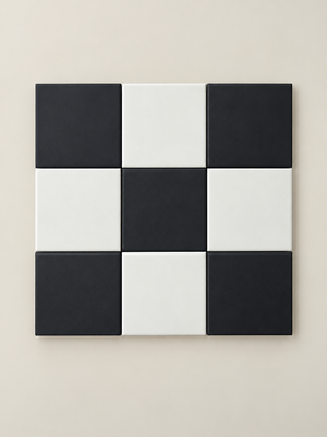 Victoriana Nero and Blanc Square Chequer Matt Porcelain (Full Tile Samples x 2 Pieces)