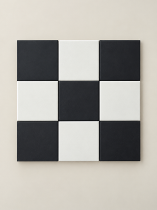 Victoriana Nero and Blanc Square Chequer Matt Porcelain Tiles