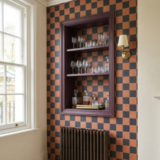 Victoriana Cotto and Nero Square Chequer Matt Porcelain